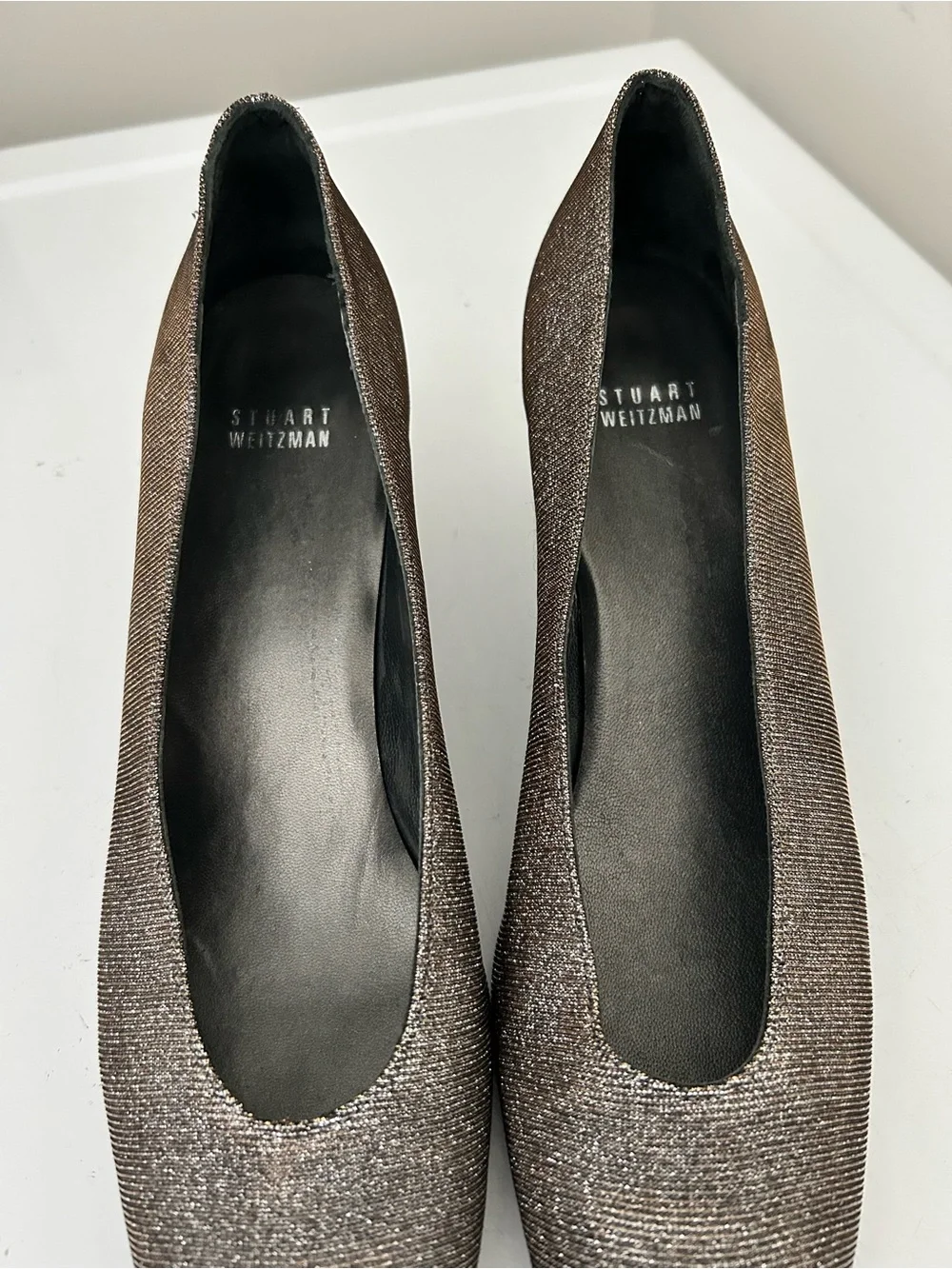 Stuart Weitzman Sparkly Silver Gold Heels Size 10N Narrow
